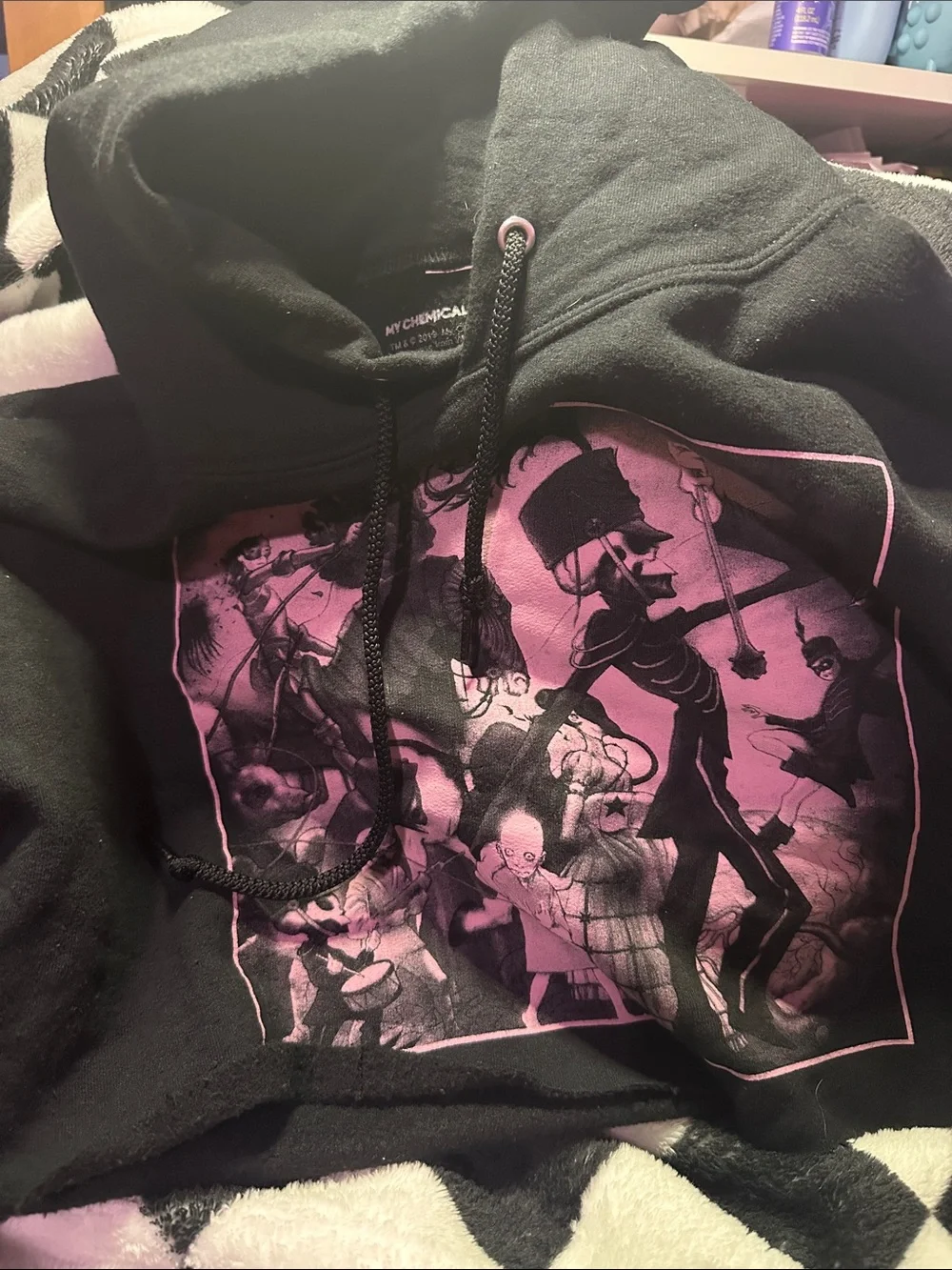 My Chemical Romance Black Cropped Hoodie with Pink Graphic - Picture 1 of 6